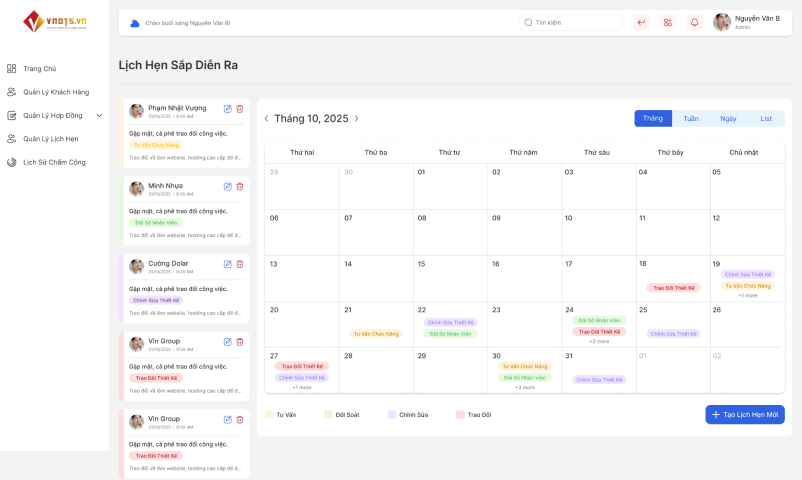 Dashboard appointment screen