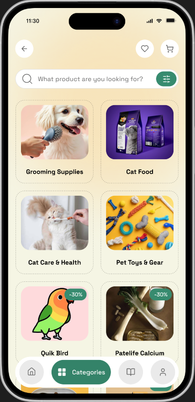 PawMart categories screen