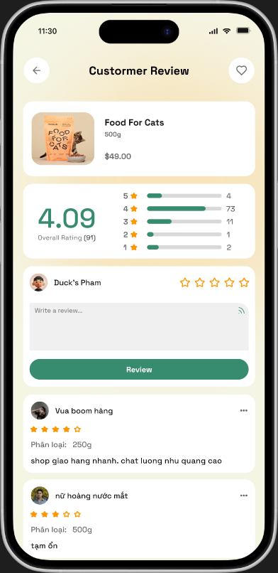 PawMart customer review screen