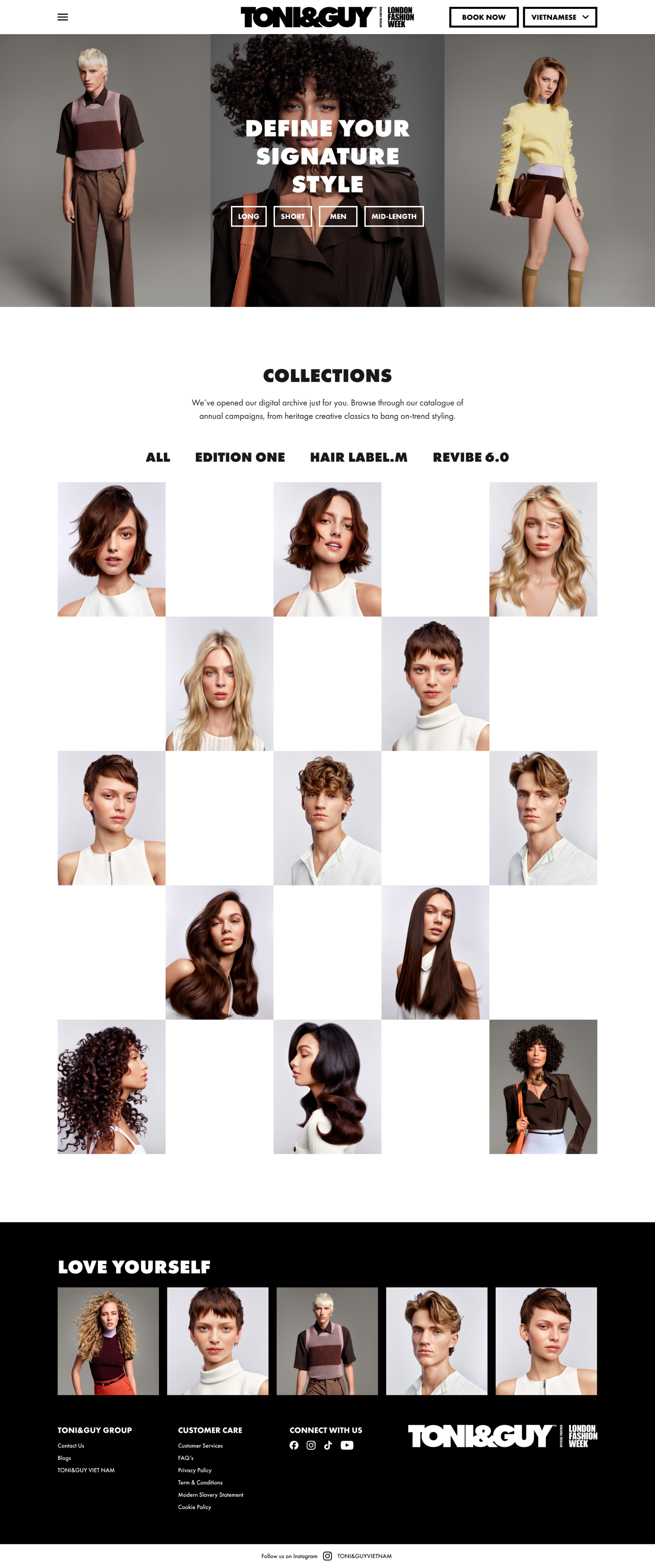 Toni and Guy Vietnam salon page