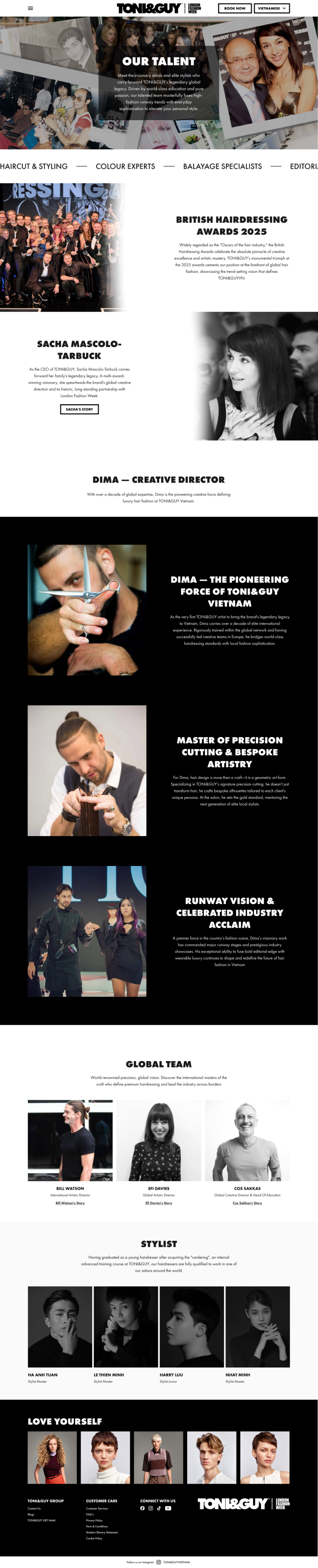 Toni and Guy Vietnam content page