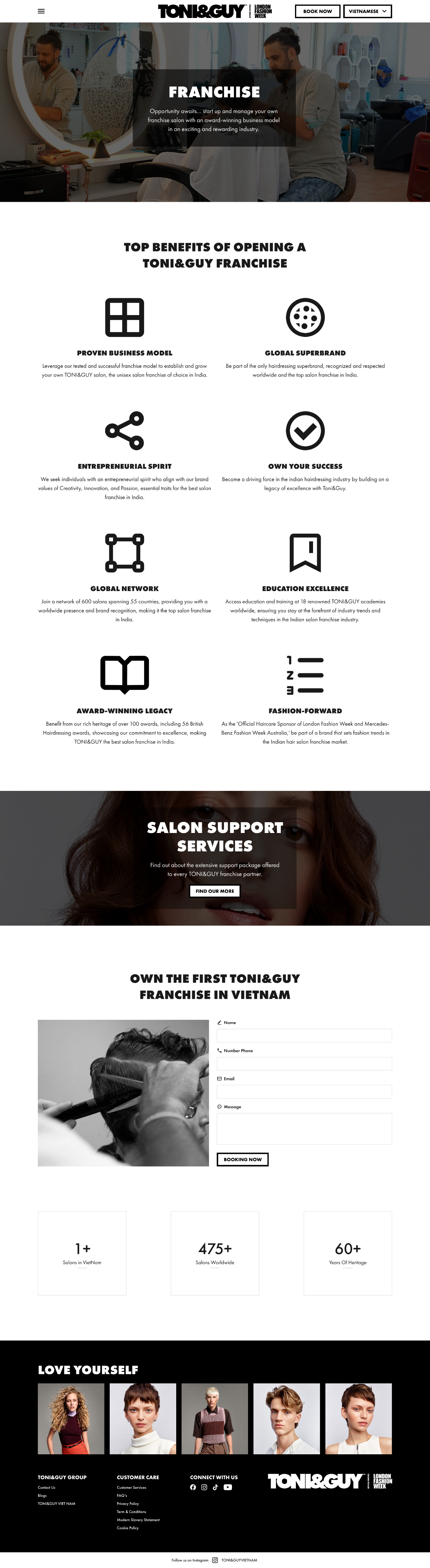 Toni and Guy Vietnam booking page