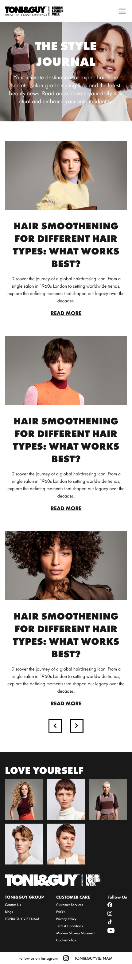Toni and Guy Vietnam mobile page three
