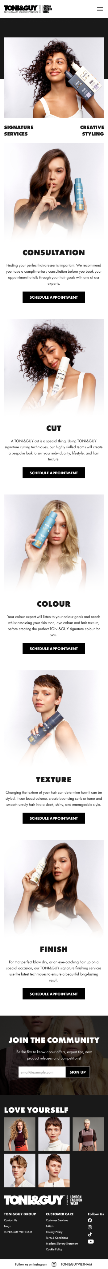 Toni and Guy Vietnam mobile page six