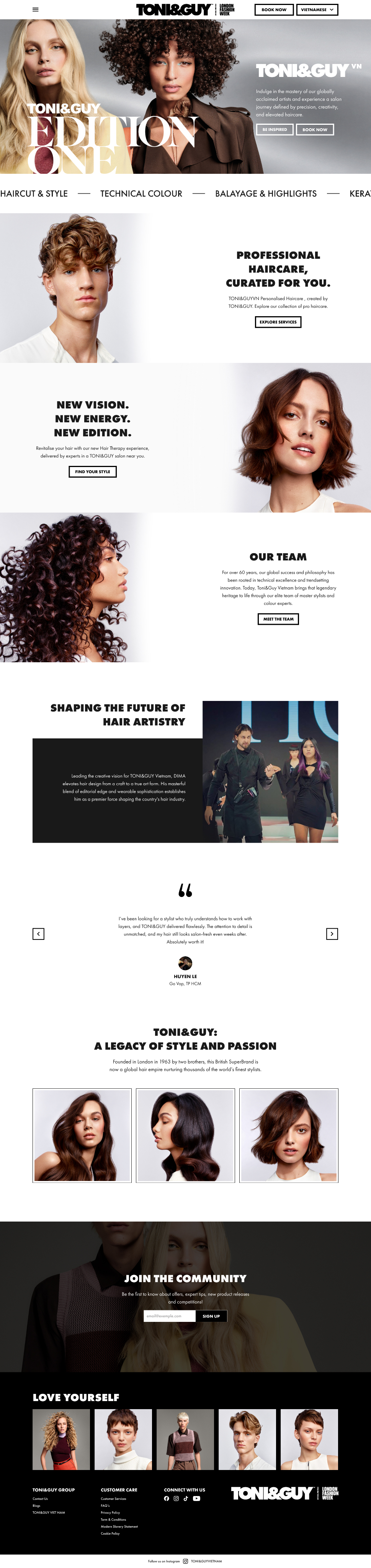 Toni and Guy Vietnam homepage